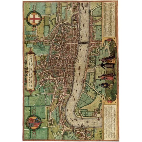 Antique Maps Poster #1 16in x 24in Poster Multi-Color Square Adults Western Graphic