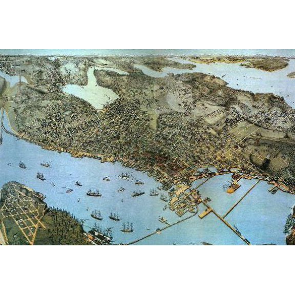 Antique Maps Poster 24inx36in #3 Art Poster 24x36 Multi-Color Square Adults Poster Time