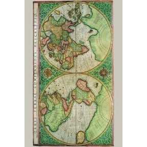 Antique Maps Poster 24inx36in #5 Art Poster 24x36 Multi-Color Square Adults Poster Time