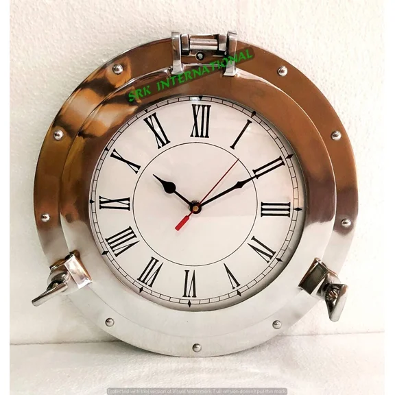 Antique Marine Brass Ship Porthole Clock Nautical Wall Clock Home Decorative.