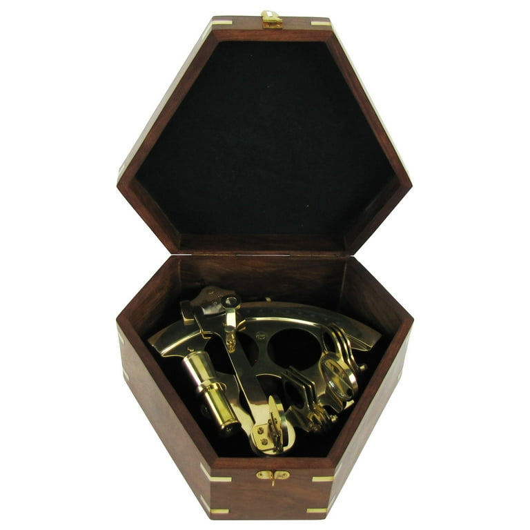 Antique Reproduction  Maritime Navigation Sextant w/ Wood Box