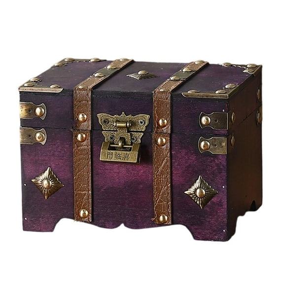 Antique Metal-Accent Storage Box With Combination , Large Capacity For Home Office Valuables