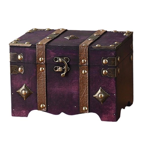 Antique Metal-Accent Storage Box With Combination, Large Capacity For Home Valuables