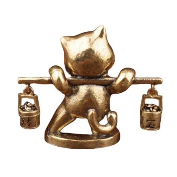 Antique Metal Cats Statue Compacts Size Decorative Accent Kitten Carrying Basket Figure for Living Room Bedroom