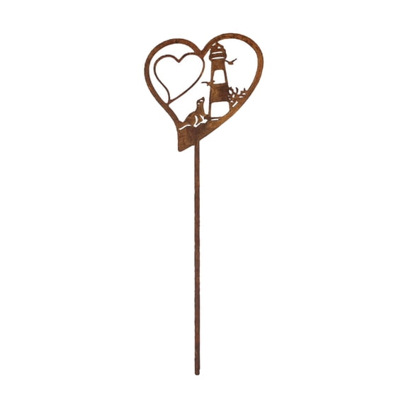 Antique Metal Heart Lighthouse Outdoor Decoration Garden Stake For Romantics Landscape Home
