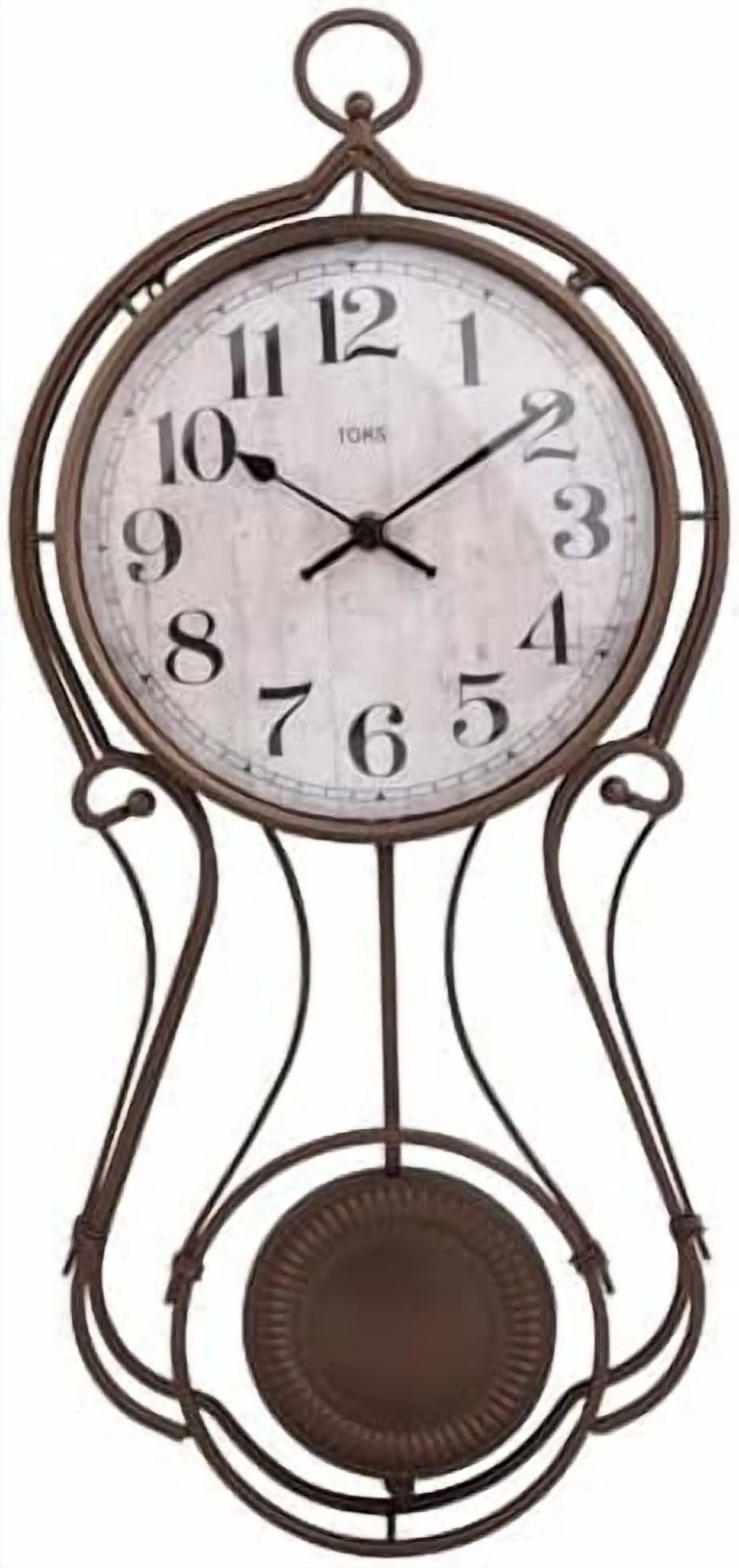 Antique Metal Pendulum Wall Clock - Elegant Regulator Clock for for Living Room & Home Decor & Kitchen Decor & Wall Décor