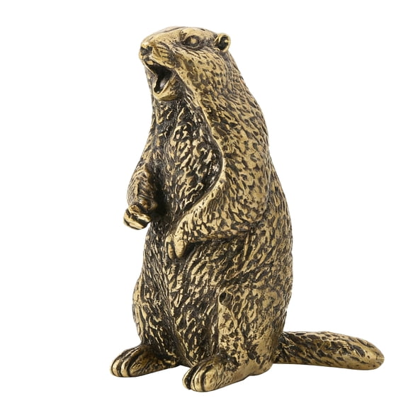 Antique Metal Screaming Groundhog Sculpture Carving Standing Animal Miniature Decors For Home Office Bookshelves Gift