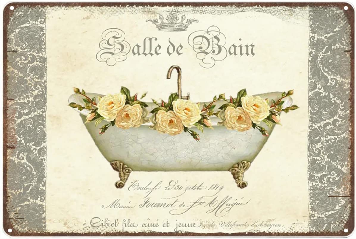 Photo inspiration: Gallery Detail: Antique Metal Sign Yellow And Gray Salle De Bain Bathroom