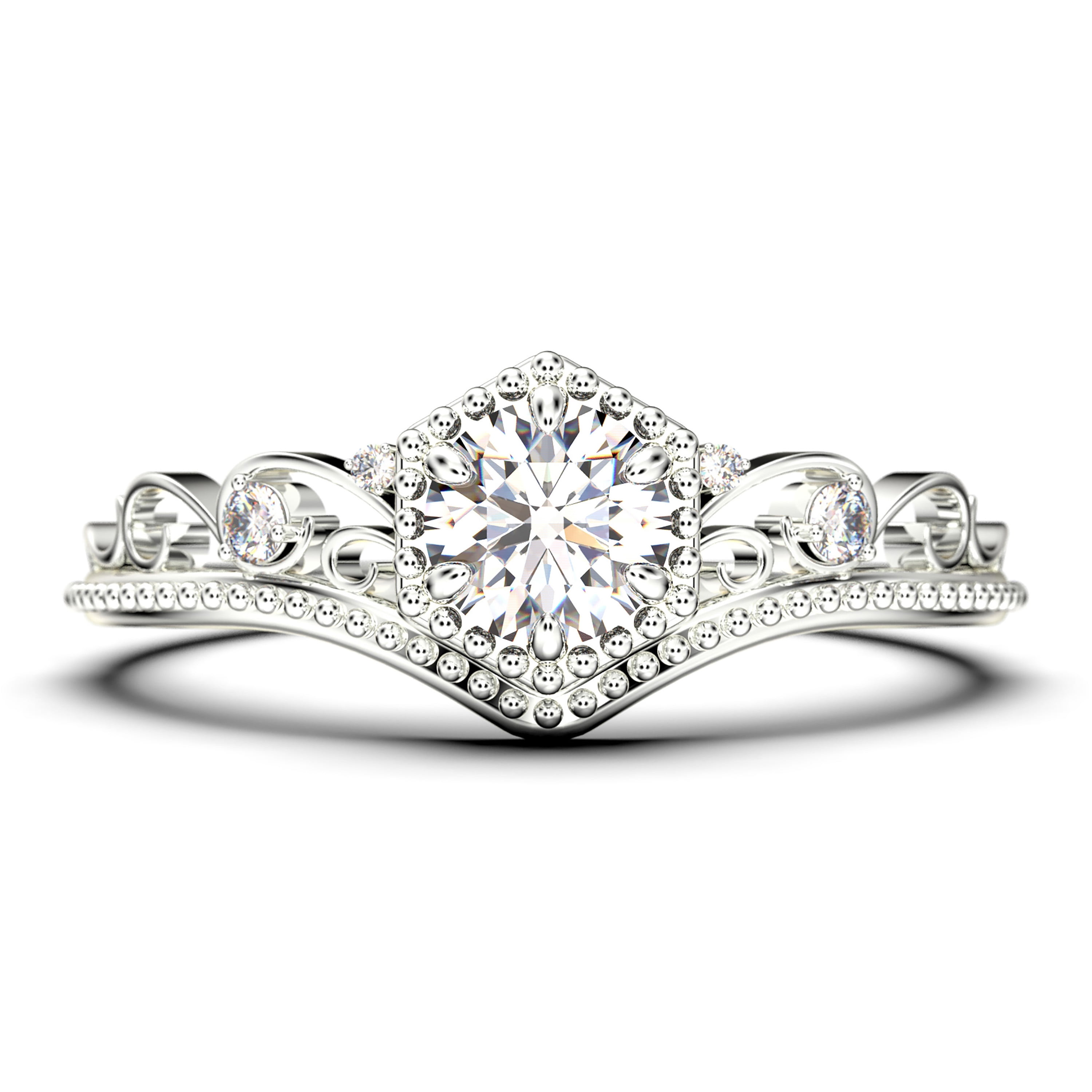 Engraved round gemstone store promise ring