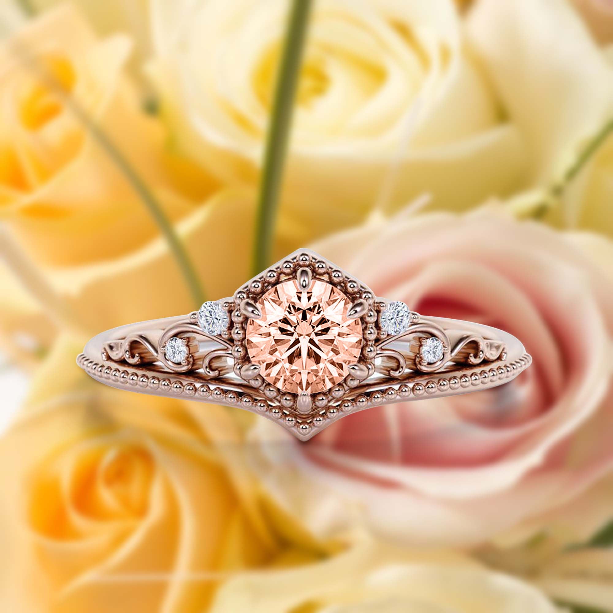 Vintage rose hot sale gold wedding sets