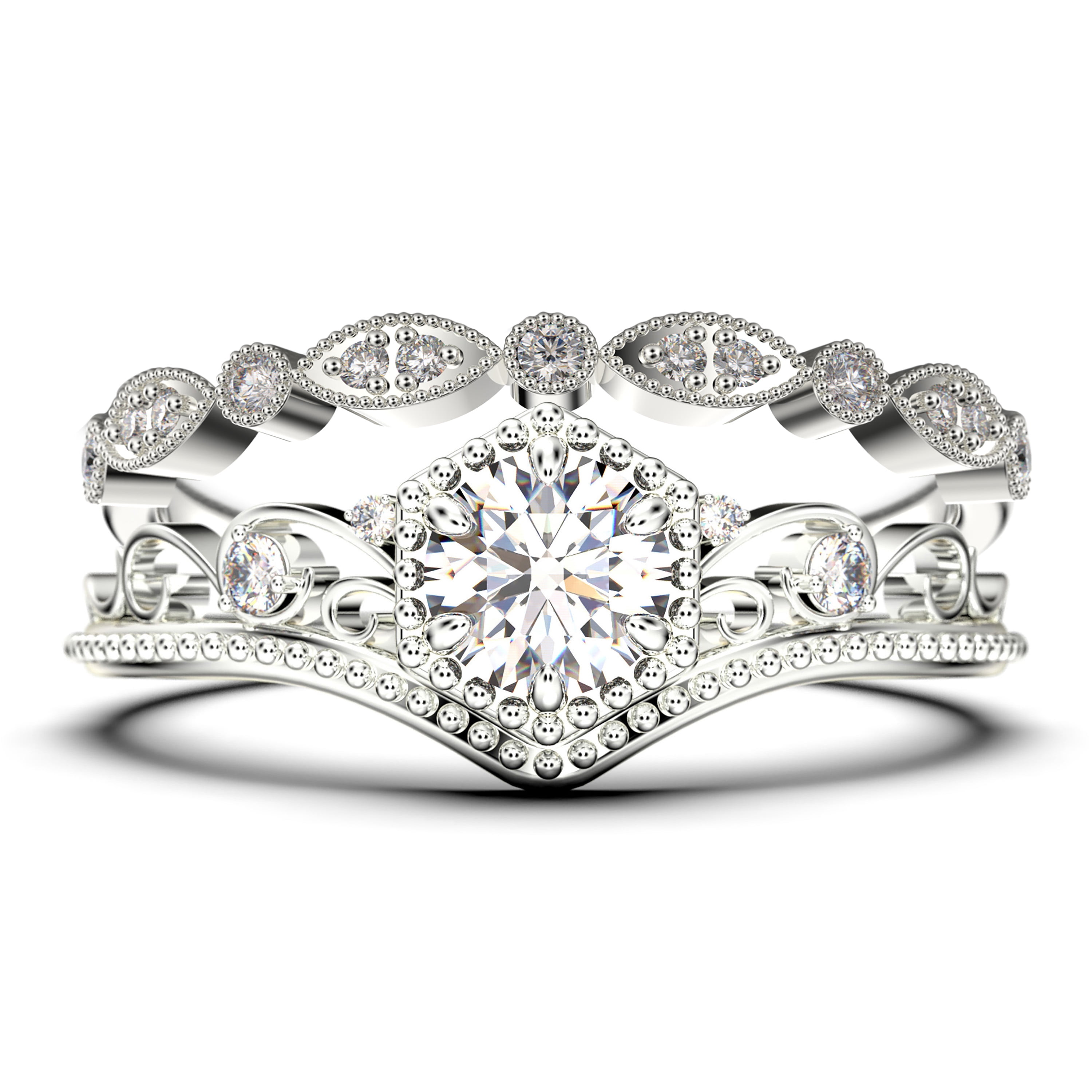 Crown Cut Moissanite Ring