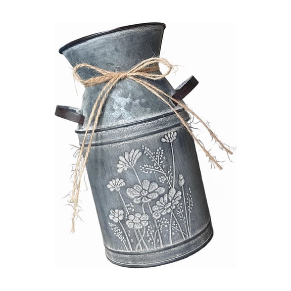 Antique Milk Can Flower Vases Farmhouse Decors Shabby Galvanized Metal Pitcher Planter Bucket For Homes Kitchen Wedding