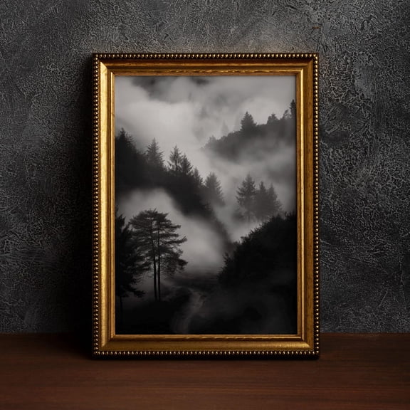 Antique Moody Charcoal Tree,Vintage Art Posters,Tree Sketch,Brown Dark Wall Art,Moody Dark Academia,Vintage Forest Landscape,Rustic Artwork, F038.8, 8x12 UNFRAMED