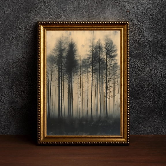 Antique Moody Charcoal Tree Vintage Art Tree Sketch Dark Wall Art Brown Dark Wall Art Moody Dark Academia Vintage Forest Landscape Version One, Unframed Paper Print