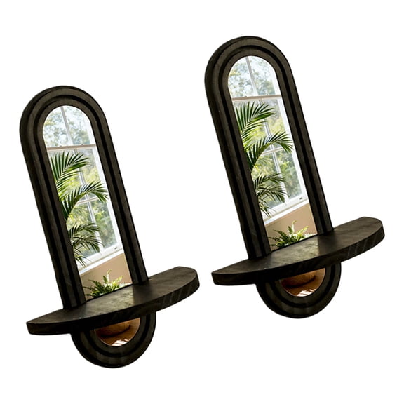 Antique Mounted Shelf With Mirrored Accent For Book And Flower Pot Display