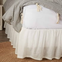 Antique Muslin Queen Bed Skirt, 16" Drop, Soft White Linen-Look, Farmhouse Style