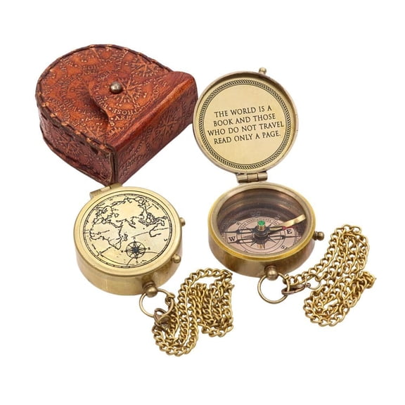 Antique Nautical Vintage Directional Magnetic Compass With Famous Scripture Quotes