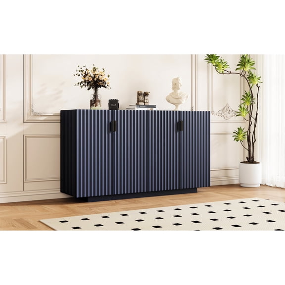 Antique Navy Sideboard, 3 Adjustable Shelves - Blend of Style and Function