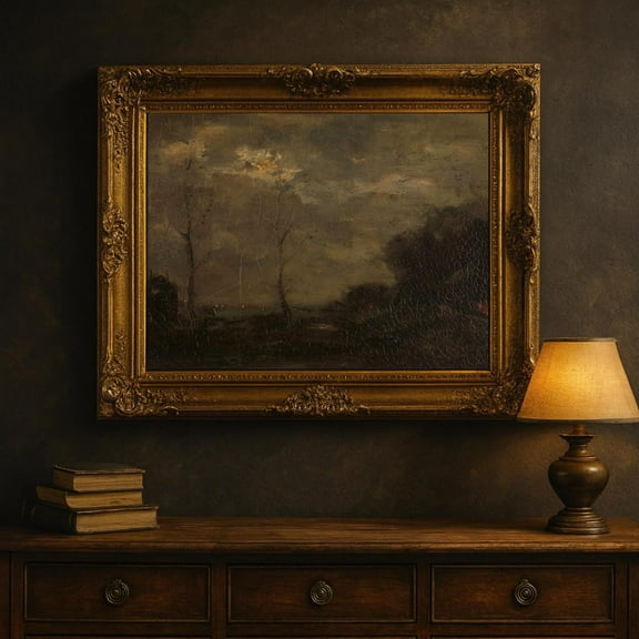 Antique Night Landscape Moody Gothic Forest Art UNFRAMED Poster, Wall Art for Decor, Present, 24x36