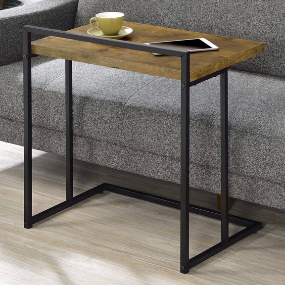 Antique Nutmeg Finish Snack Table | Open Base for a Modern Touch | Wipeable Surface Ensures Cleanliness