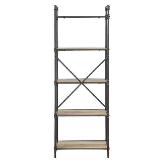 Antique Oak and Sandy Grey 5-tier Bookcase