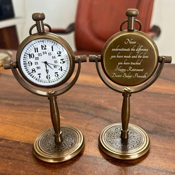 Antique Office Desk Clock, Brass Clock, personalized western wedding gift , 30th wedding anniversary gift