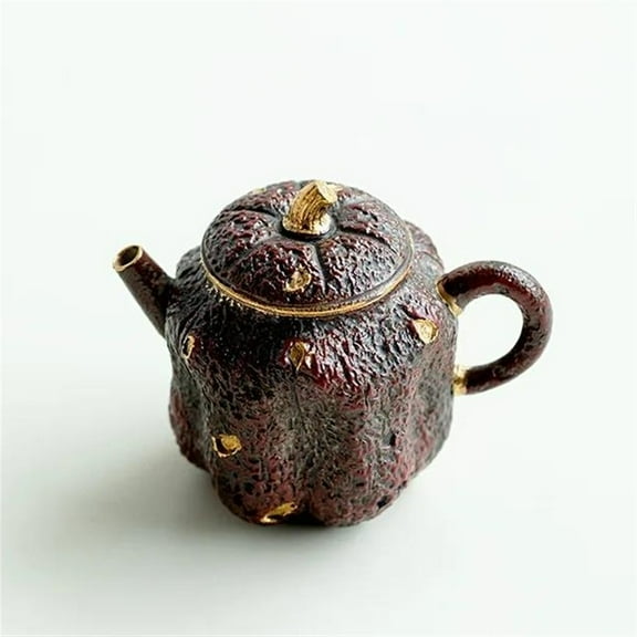 Antique Old Rock Mud Pumpkin Pot 115ml Handmade Rust Red Gold Teapot Household Tea Maker Kettle With Infuser Tea Ceremony Gift