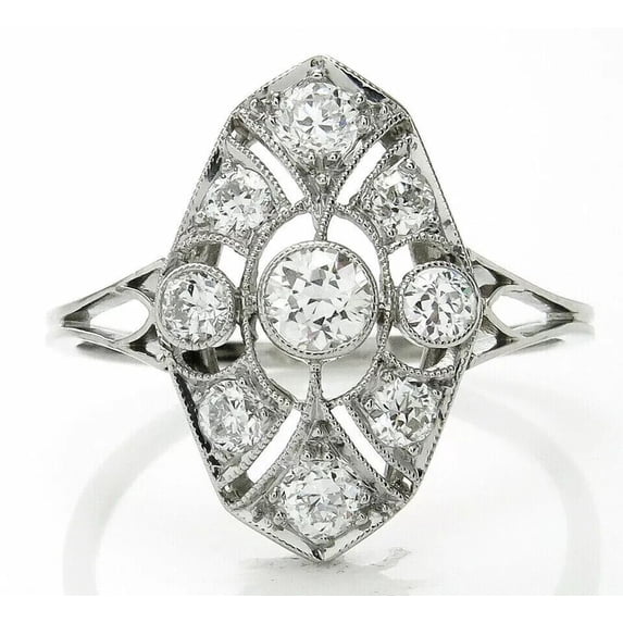Antique Openwork Filigree Diamond Wedding Ring, Milgrain Engagement Ring, 2.7 Ct Simulated Diamond, 925 Sterling Silver, Gifts For Special Occasion