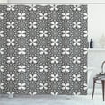 thumbnail image 1 of Antique Oriental Shower Curtain, Cultural Monochrome Circle and Sharp Ornaments Combined Print, Fabric Bathroom Set with Hooks, 69W X 70L Inches, Charcoal Grey and White, by Ambesonne, 1 of 3