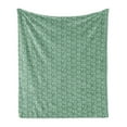 thumbnail image 1 of Antique Oriental Soft Flannel Fleece Blanket, Continuous Eastern Style Simplistic Leaves Arrangement Pattern, Cozy Plush for Indoor and Outdoor Use, 50" x 70", Jade Green and White, by Ambesonne, 1 of 5