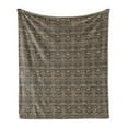 thumbnail image 1 of Antique Oriental Soft Flannel Fleece Blanket, Modern Interpreted Retro Floral Inspired Curvy Motifs Illustration, Cozy Plush for Indoor and Outdoor Use, 70" x 90", Tan and Dark Sepia, by Ambesonne, 1 of 5
