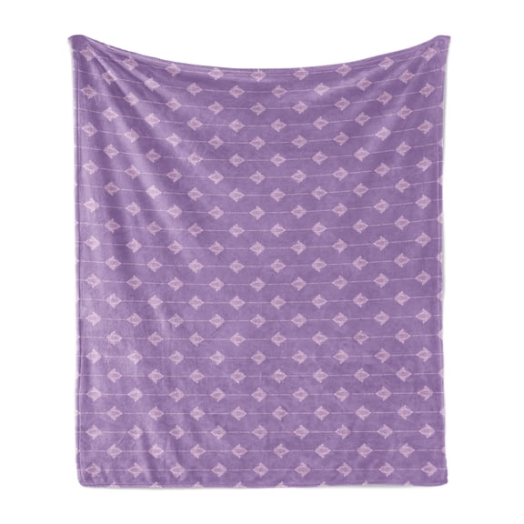 Antique Oriental Soft Flannel Fleece Throw Blanket, Traditional Eastern Vivid Paisley Inspired Motif, Cozy Plush for Indoor and Outdoor Use, 70" x 90", Mauve Lilac, by Ambesonne