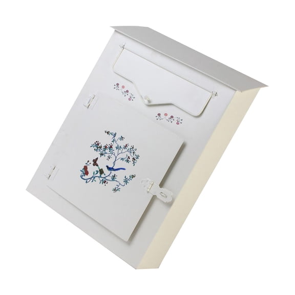 Antique Ornamental Bird Pattern Mailbox Rust Proof Metal Spacious Interior Easy Installation Front Yard Porch Decoration