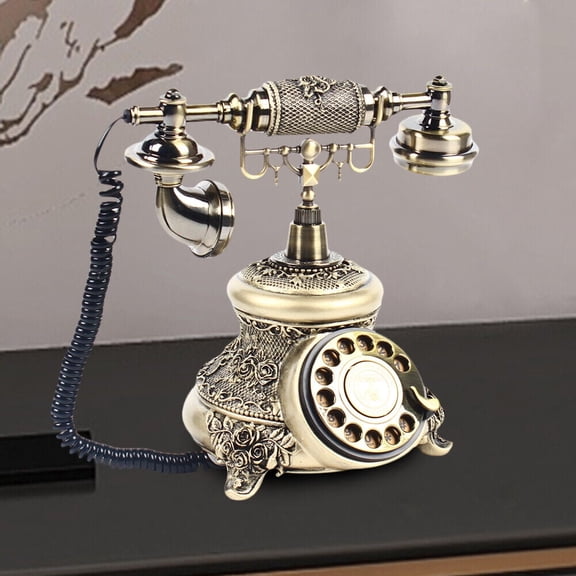 Antique Ornate Rotary Phone, 24-48V Retro Landline with Classic Design for Nostalgic Home & Office Decor