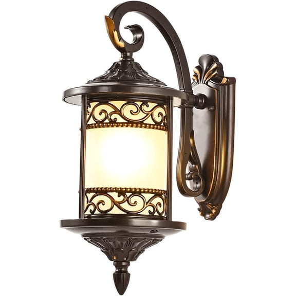 Antique Outdoor Wall Lantern Waterproof Wall Sconce As Porch Lighting Fixture, Aluminum Housing Wall Lamp with Glass Shade, E27 Outside Wall Lights for Garage Front Door Patio