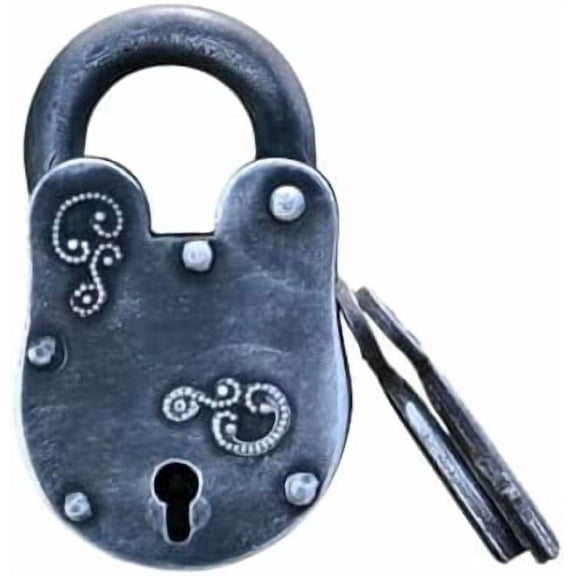Antique Padlock, Handmade Cast Iron, Decorative Love Lock Comes with Two Keys.Vintage Style.$$Tools & Hardware Other