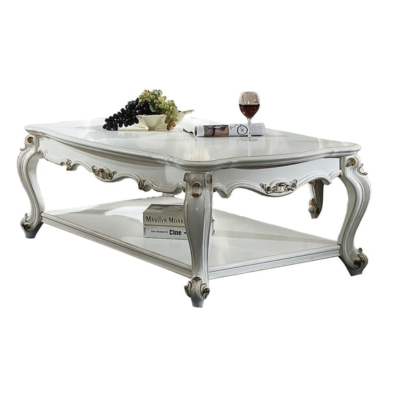 Antique Pearl Coffee Table with Bottom Shelf