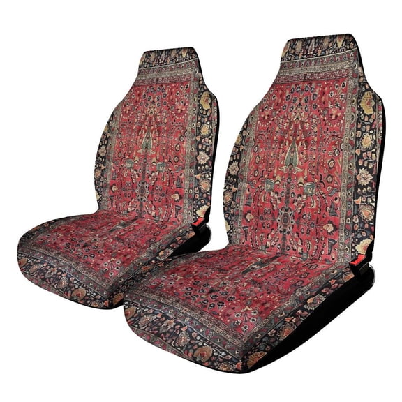 Antique Persian Red Rug Car Seat Covers Front Seats Universal Fit for Cars SUV Truck Auto Interior Accessories