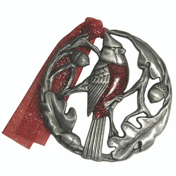Antique Pewter Cardinal Bird Unique Personalized Christmas Tree Ornament