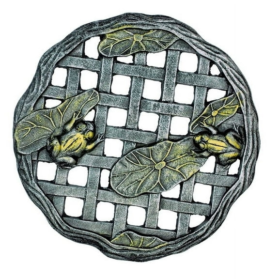 Antique Pewter Metal Stepping Stone Frog - Cast Aluminum