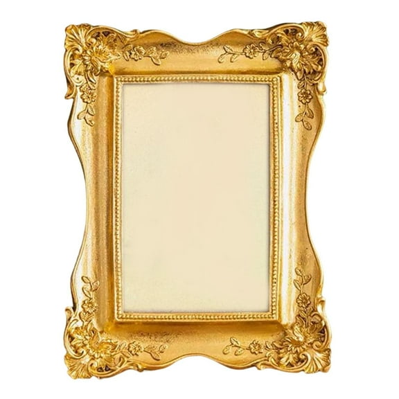 Antique Photo Frame Resin Decorative Photo Holder Arts Portrait Gold Rectangle