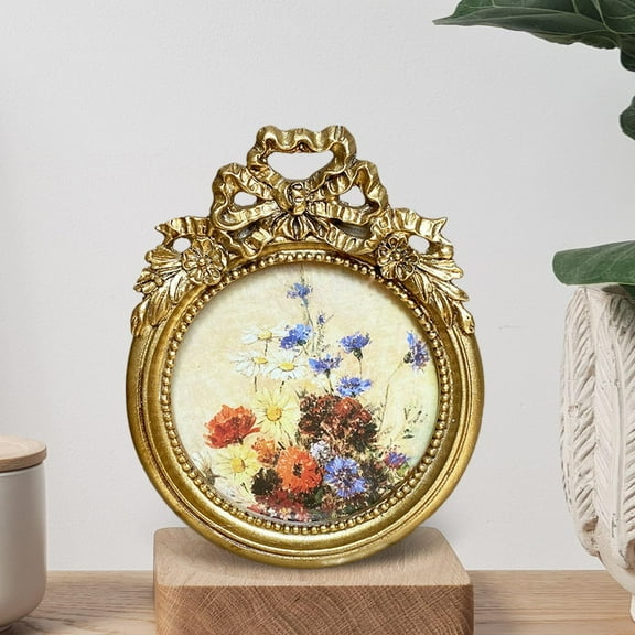 Antique Photo Frame Round Tabletop and Wall Hanging for Bedroom Home Decor