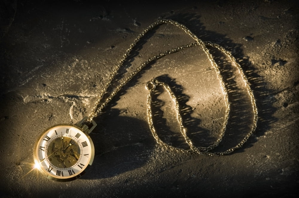 Antique Pocket Watch On Chain Canvas Art - Corey Hochachka Design Pics (34 x 22)