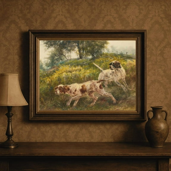 Antique Pointer Dog Rustic Hunting Art Print Poster, Size 16x24 UNFFRAMED F03.1.7l232