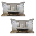 thumbnail image 1 of Antique Quilted Pillowcover Set of 2, Retro Bathtub in Modern Room Interior Hardwood Classics Space Design, Standard Queen Size Pillow Cover Bedroom, 36" x 20", White Black Pale Brown, by Ambesonne, 1 of 1