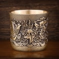 thumbnail image 1 of Antique Relief Dragon & Auspicious Slim Waist Cup – Chinese Copper Tea Cup, Elegant Table Decor, 1 of 5