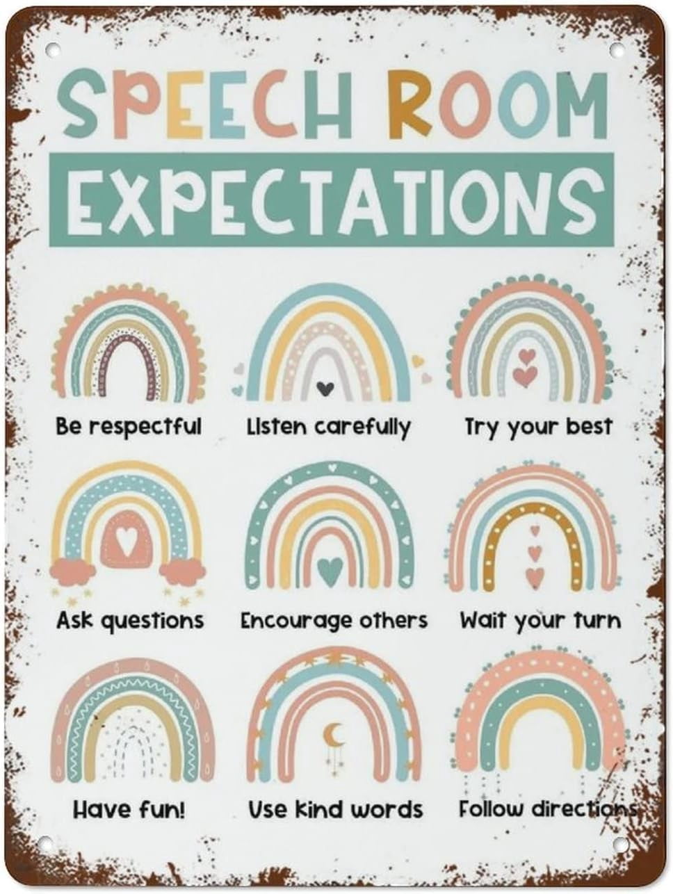 Antique Restroom Sign Rainbow Speech Therapy Decor, Speech Room ...