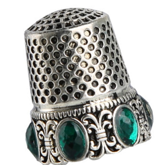 Antique Rhinestones Metal Thimble Sewing Finger Covers Comfortable Finger Protectors For Quilting Embroidery Needlework