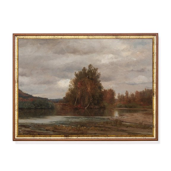 Antique River Landscape 19th Century Autumn Nature Print Poster, Size 8x12 UNFFRAMED F03.1.7l319