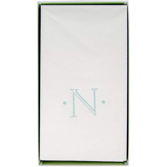 Antique Robin's Egg Single Initial Guest Towel Napkins in Letter N - 3 Pack (24 Count)